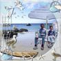 with dad on the beach