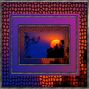 sunset over the lake stained glass