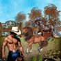 The Land @ the Top--Cowboy and Horses..